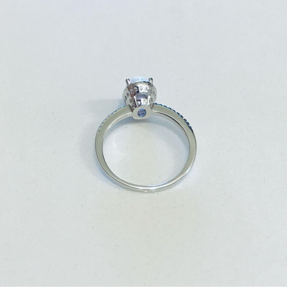 💕TOP SELLER💕 Silver White Lab Opal Ring with CZ, Silver Rings, Engagement Ring - Picture 10 of 11